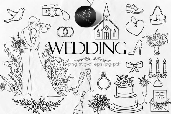 Charming Wedding Doodle Vectors: Endless Creative Applications