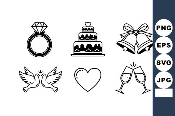 Elegant Black Line Wedding Symbols for Modern Designers