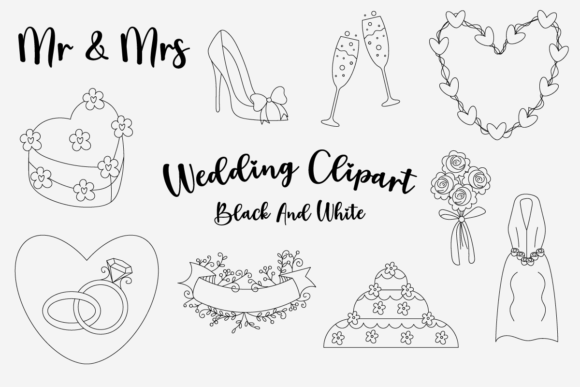 Elegant Wedding Clipart Black and White Free: Sketch Your Vision