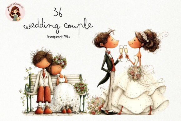 Elegant Wedding Couple PNG Clipart for Romantic Designs
