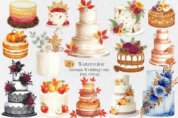 Enchanting Autumn Wedding Cake PNG Clipart for Your Projects