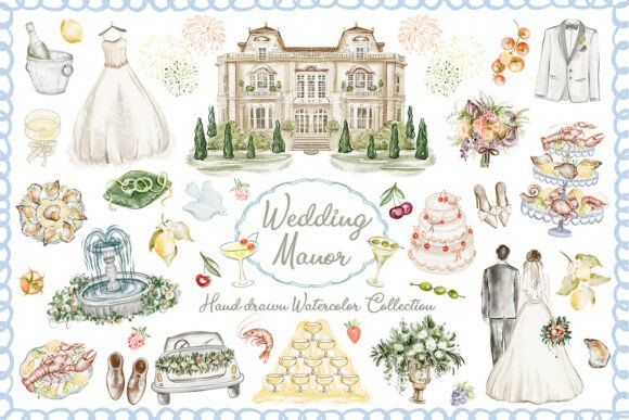 Italian Watercolor Wedding Set: A Mediterranean Design Dream
