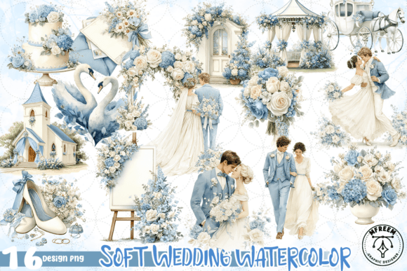 Soft Wedding Watercolor PNG: Elegant Designs for Every Project