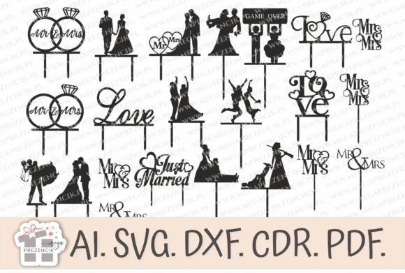 Wedding Cake Topper SVG: Laser Cut Designs for Plexiglass Cakes