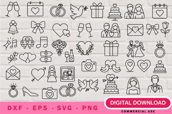 Wedding Outlines SVG Bundle: Your Toolkit for Elegant Celebration Crafts