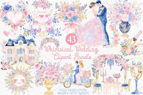 Whimsical Wedding Clipart Bundle: A Dreamy Design Toolkit