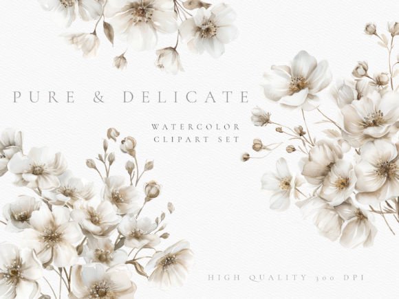 White Rustic Wedding Flower Clipart Set: A Digital Garden for Creatives